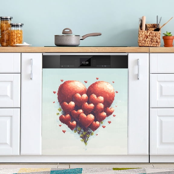 Dailycode Dishwasher Magnet Cover Magnetic Fridge Door Cover Home Kitchen Decor, Bunch Of Love Hearts, 23"x 26"