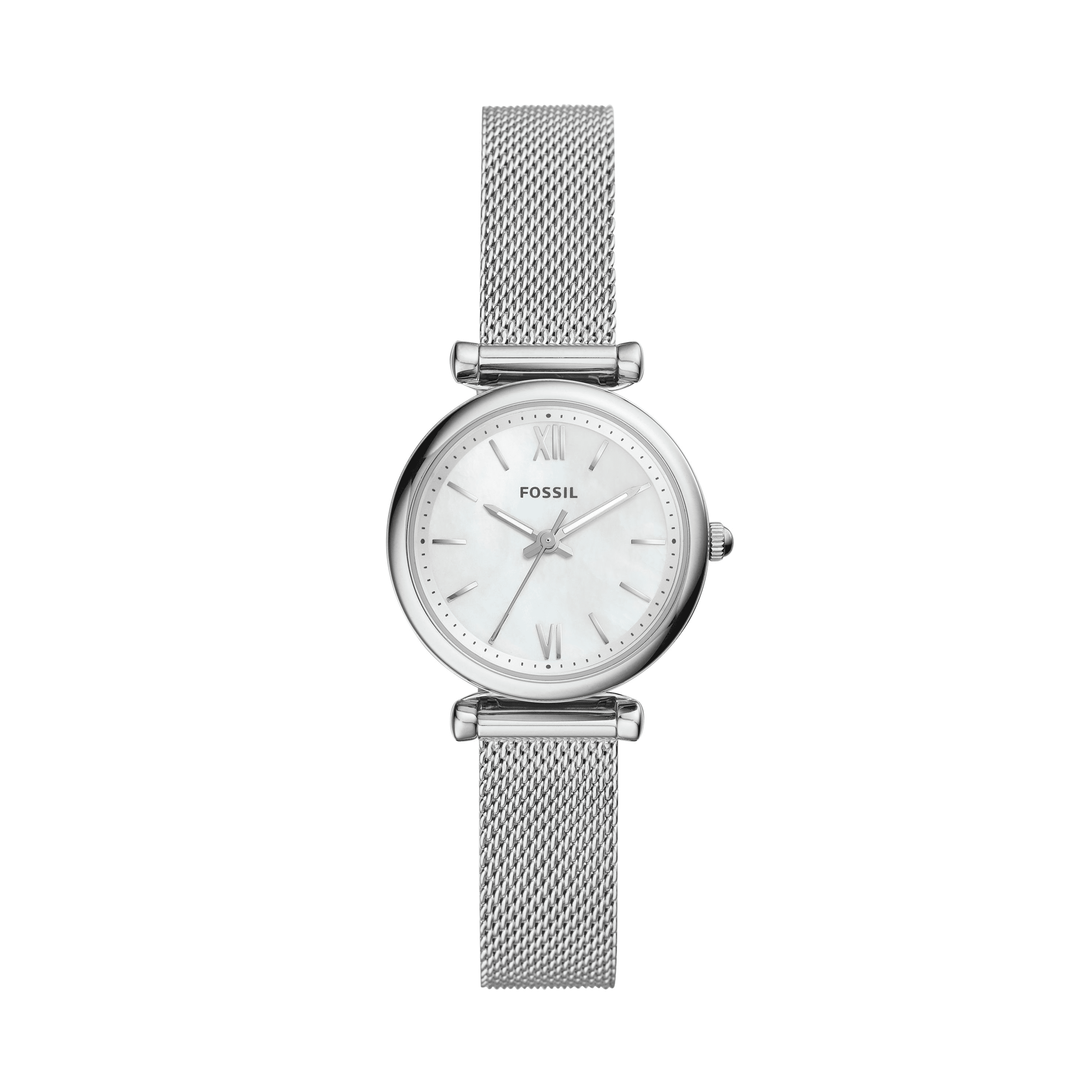 Fossil Women's Carlie Mini Quartz Stainless Steel Three-Hand Watch, Color: Rose Gold (Model: ES5202) : Fossil Women\u0027s Carlie Mini Quartz Stainless Steel Mesh