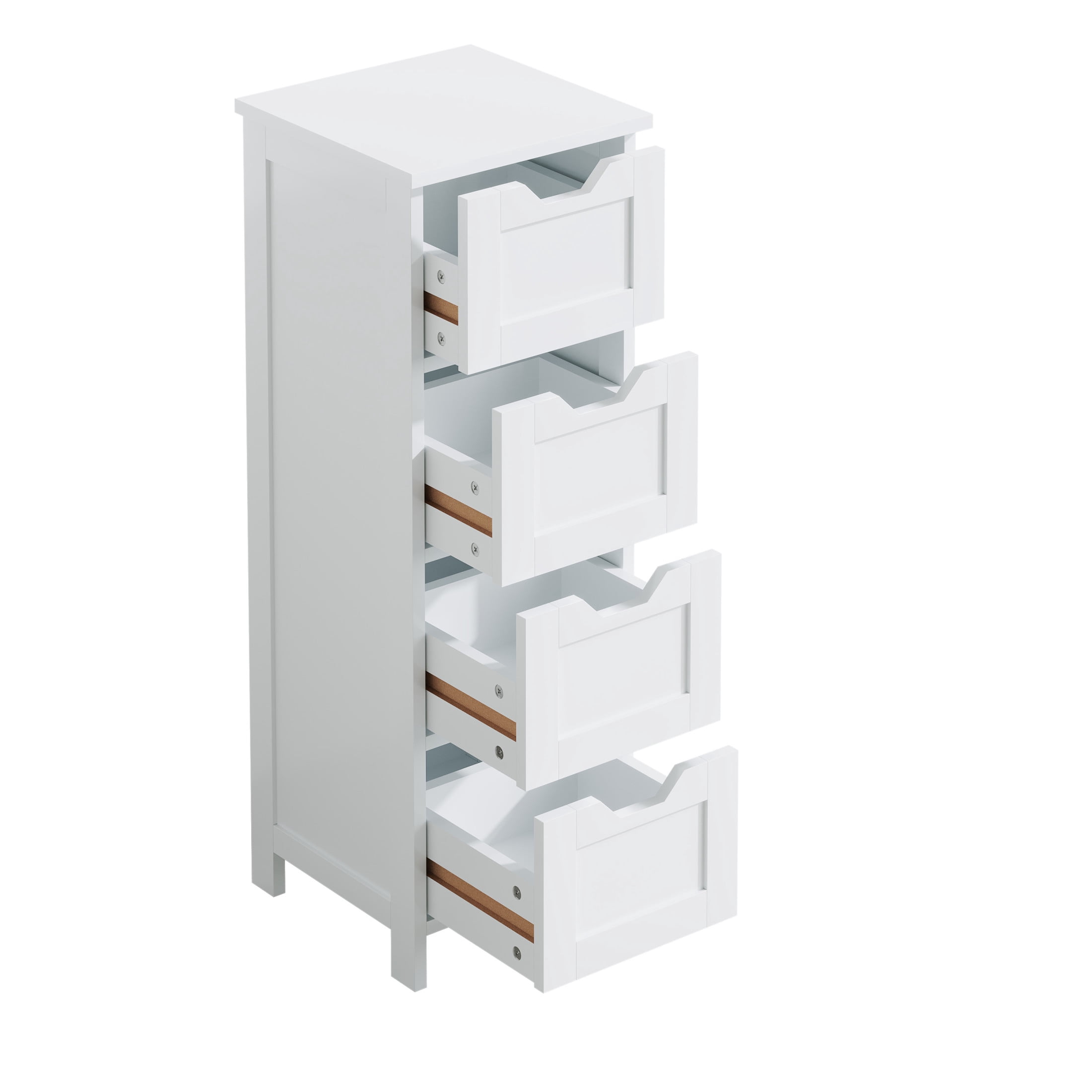 Noble House Nesta Narrow 4-Drawer Bathroom Floor Cabinet, Slim Vertical Storage Organizer, Space-Saving Design, White
