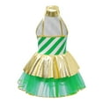 thumbnail image 2 of MSemis Girls Sequins Christmas Candy Cane Striped Figure Ice Skating Dance Tutu Dress A-Green 6, 2 of 5