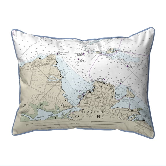 Betsy Drake HJ14774CL 16 x 20 in. Clayton, NY Nautical Map Large Corded Indoor & Outdoor Pillow