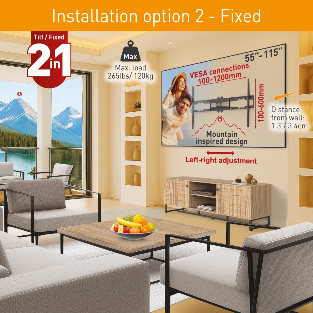 55" - 115" Giant TV Tilt Wall Mount