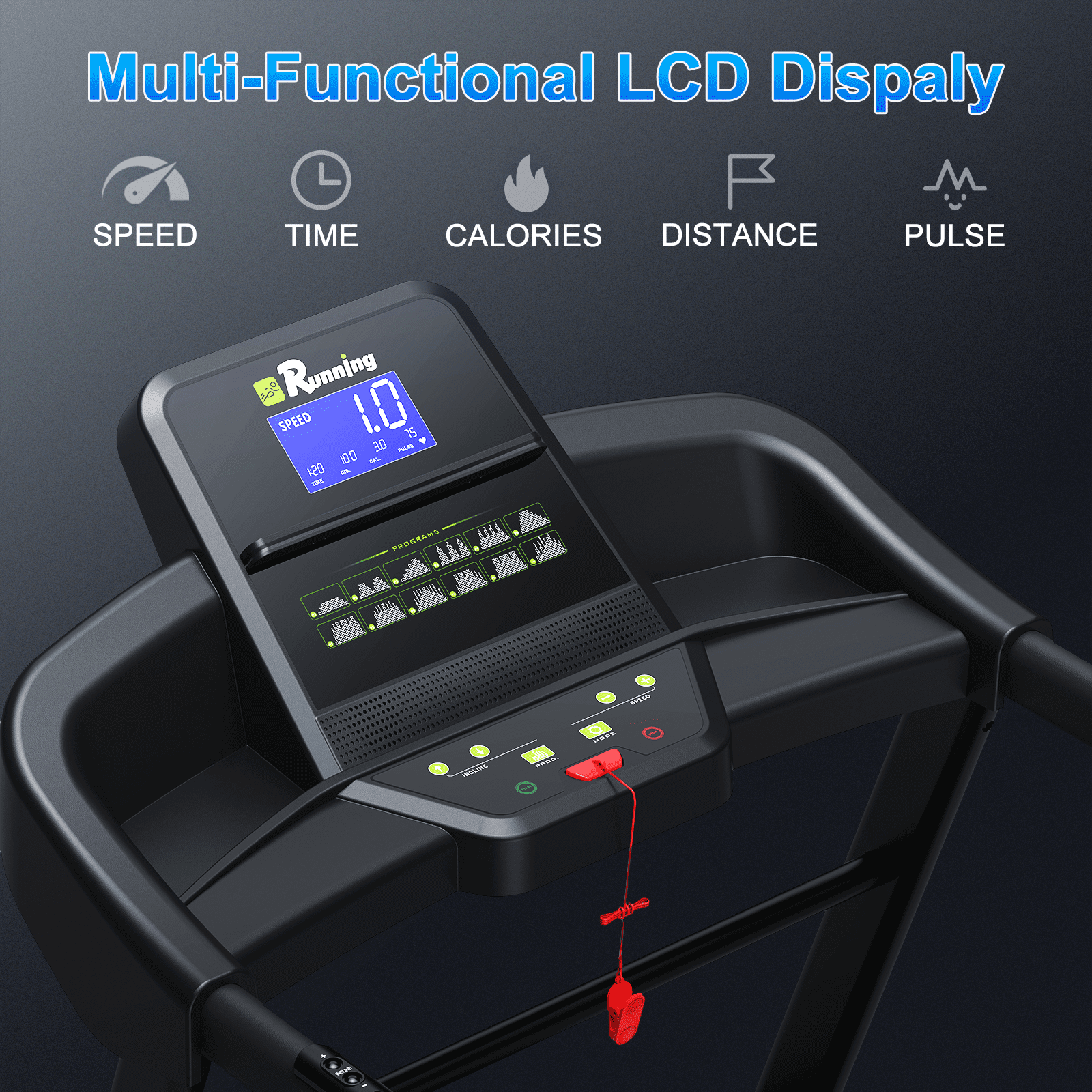 Mintazer 3.5 HP Folding Treadmill with Auto Incline & Bluetooth, Electric Running Machine with LCD Display for Home Gym, Black