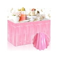 thumbnail image 1 of Nvzi Juego de 5 faldas de mesa con flecos metálicos de color rosa de 29 x 108 pulgadas (9 pies de largo), faldas desechables de oropel para carrozas de desfile,cumpleaños, baby shower, boda, 1 of 4