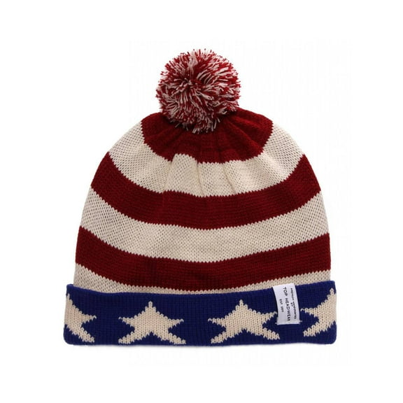 Top Headwear USA Flag Cuffed Knitted w/ pom Beanie