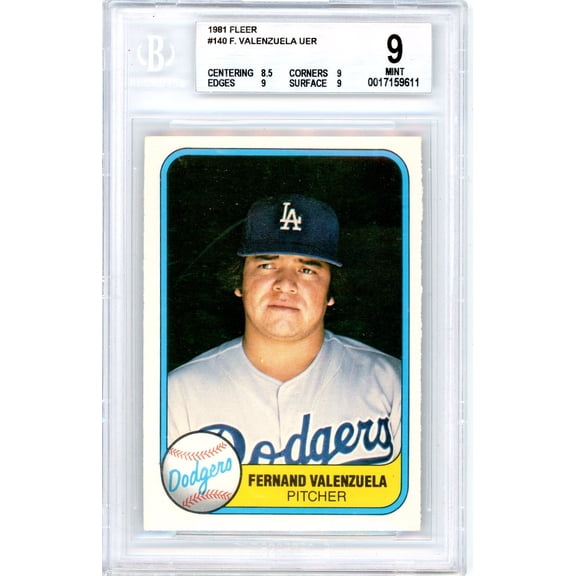 1981 Fleer UER Misspelled Fernand on card Fernando Valenzuela #140 /UER Rookie BGS 9