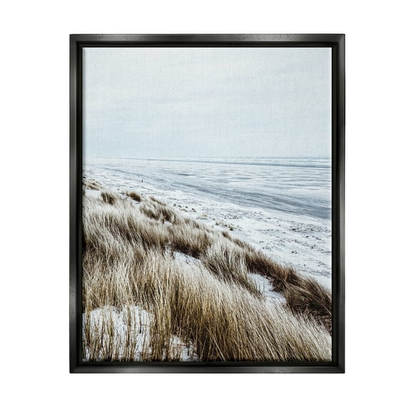 Stupell Industries Beach Reeds Landscape Nature Photography Black Floater Framed Art Print Wall Art, 17 x 21