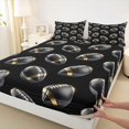 thumbnail image 3 of Manfei Boys Rugby Fitted Sheet, Sports Game Queen Bedding, Black Gold Cream 3pcs, 1 Fitted Sheet and 2 Pillowcases, 3 of 6