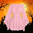 thumbnail image 6 of Chiccall Women's Halloween Gothic Renaissance Dress Mesh Long Sleeve Deep V Smocked Waist Medieval Peasant Dresses, 6 of 6