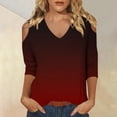 thumbnail image 4 of WZXFASHION Hauts pour Femmes à Manches 3/4 2025 Printemps Col Décontracté Tunique Imprimée T-Shirts à Manches Trois Quarts Hauts pour Femmes à 50 % de Rabais Liquidation T-shirt à Manches Longues pour Femme, 4 of 7
