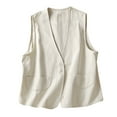 thumbnail image 2 of Cardigan for women's Denim Cotton Linen Vest Waistcoat Trend Casual Denim Sleeveless Vest Cardigan Cardigans for Women, 2 of 4
