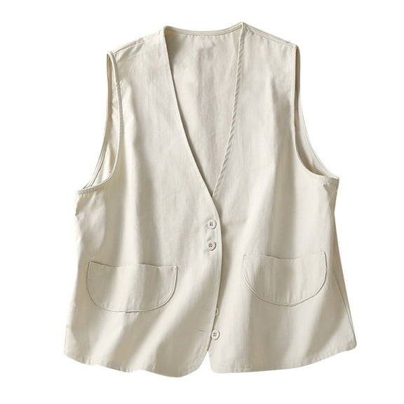 2025 Clearance! Clearance under $5 JINMGG Womens Coats Clearance, Winter Coats for Women Women's Denim Cotton Linen Vest Waistcoat Trend Casual Denim Sleeveless Vest Cardigan