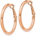 thumbnail image 2 of 14k Rose Gold 3x25mm Polished Round Omega Back Hoop Earrings - 32.5mm, 2 of 6
