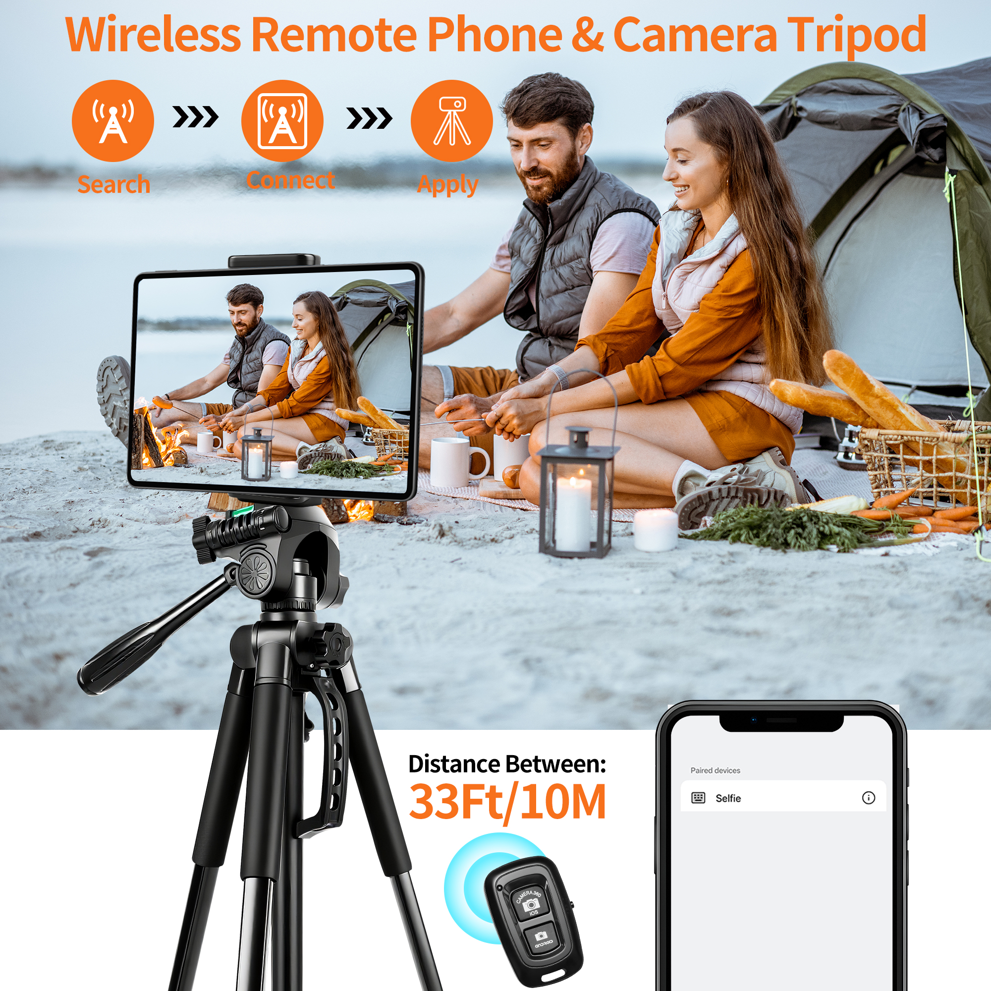 Busatia 64 inch Camera Tripod with Bluetooth Remote and Phone Holder photo 4