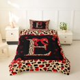 thumbnail image 2 of Manfei Cheetah Print Letter Monogrammed E Twin Bedding for Women Girls,Teens Adults Shabby Chic Red Ribbon Bow Duvet Cover Set,Black Reversible,Breathable Home Decor,2pcs,No Comforter, 2 of 5