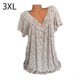 thumbnail image 1 of Camiseta de mujer con cuello en V, manga corta, camiseta de verano informal estampada, beige, 3XL sidaley  AP001653-54, 1 of 5