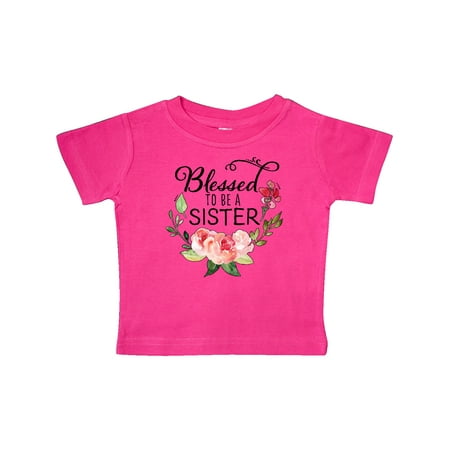 

Inktastic Blessed to Be a Sister with Pink Flowers Gift Baby Boy or Baby Girl T-Shirt
