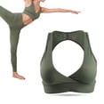 thumbnail image 2 of Sujetador deportivo para correr para mujer, ropa deportiva transpirable de secado rápido (verde militar L), 2 of 8