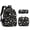 Black, variant on 3-Piece Backpack Set,Large Capacity Daisy Print Backpack with Insulated Lunch Bag & Pencil Pouch,Waterproof with Laptop Compartment & Side Pocket