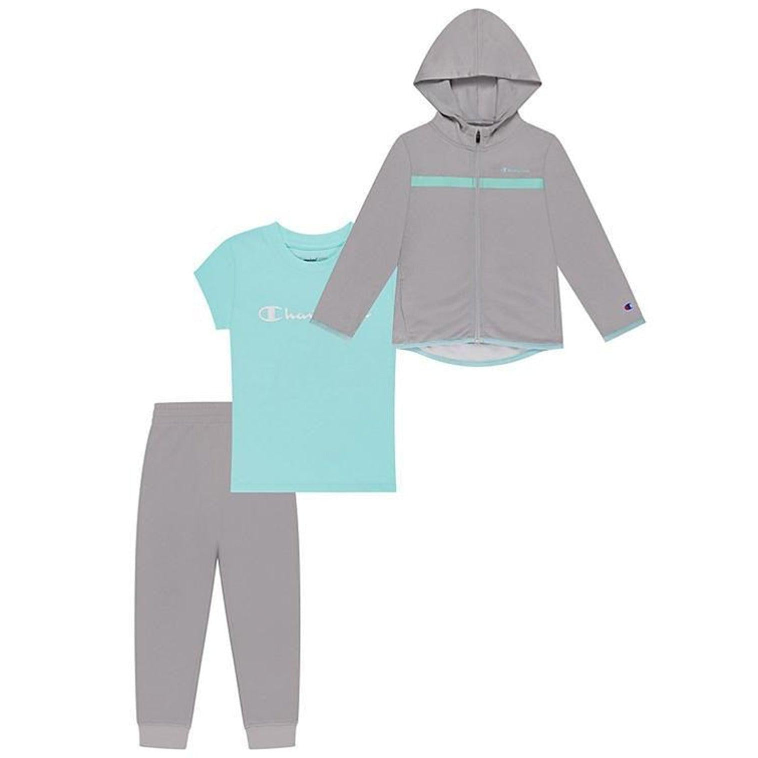Champion Toddler Girls' Active Hoodie, Joggers and T-Shirt Set 3 PC set