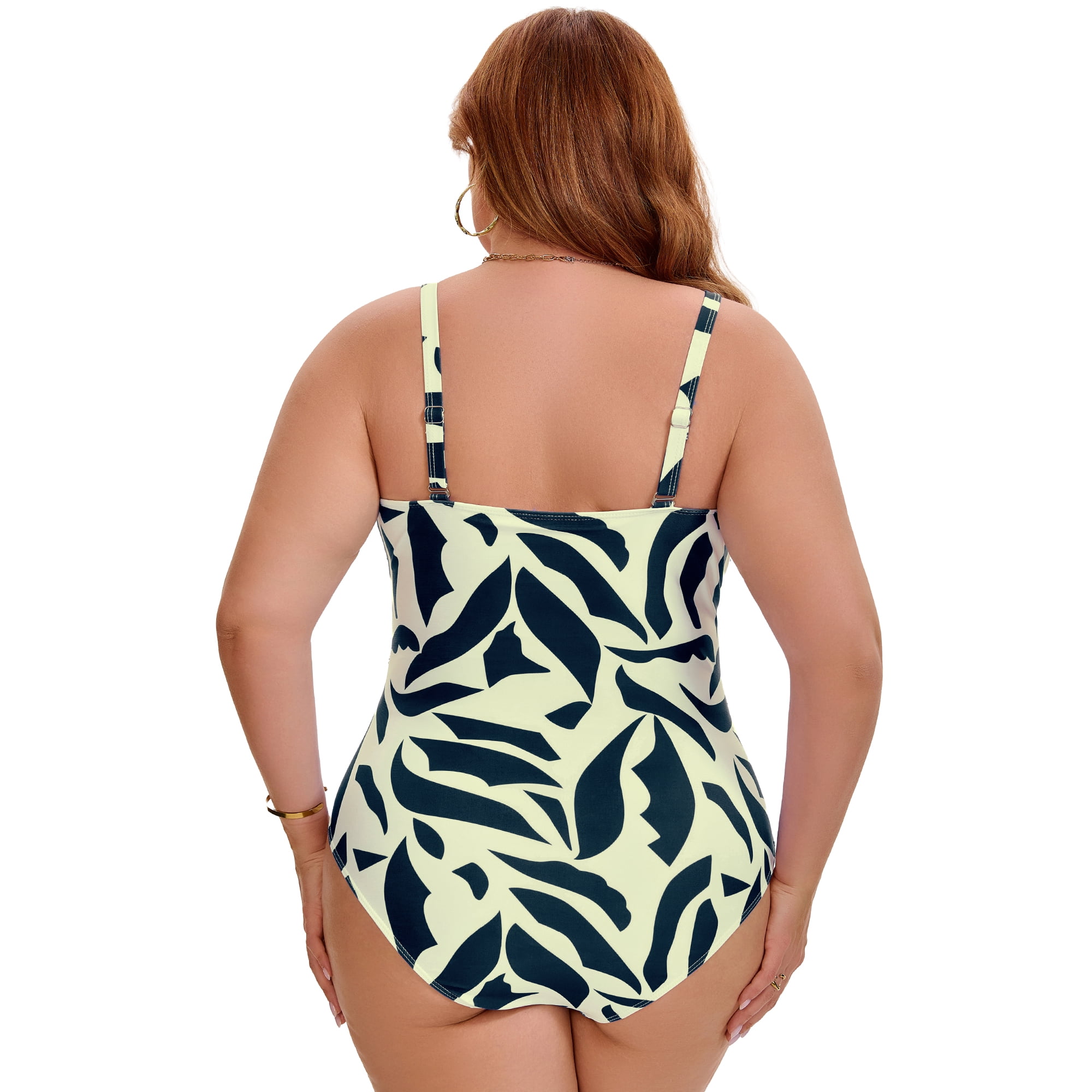DARING DIVA Women's Plus Tummy Control Adjustable Straps Swimsuit L Black