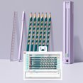 thumbnail image 2 of Purple Hexagonal Pencil Case Set with 6 Pencils, 18cm Ruler, Eraser & Detachable Sharpener - Creative Minimalist Stationery Kit in Gift Box (20x3cm), 2 of 6