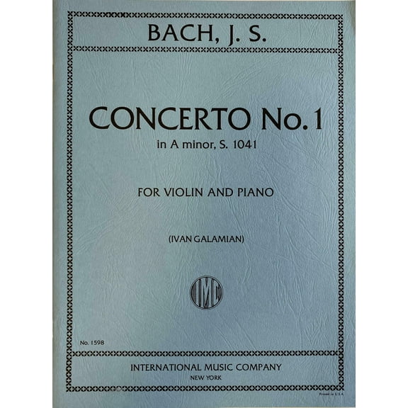 Bach, J.S. - Concerto No. 1 in a minor BWV 1041 for Violin and Piano - by Galamian - (IMC # 1598)