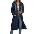 thumbnail image 2 of Long Hoodies for Women 2025 Long Sleeve Zip Up Plain Hoodie Cardigan with Pockets Hooded Sweatshirt Women Jacket Coat, 2 of 6
