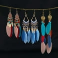 thumbnail image 2 of K-KED Chinese Ethnic Bohemian Feather Tassel Women's Personalized Design Drop Earrings-16, 2 of 8
