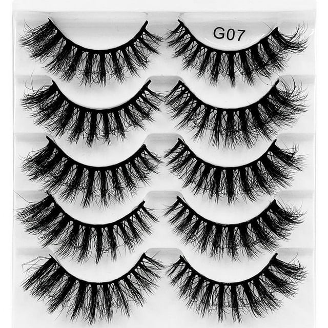Nvzi 5 pares de pestañas de visón tenues, pestañas tupidas, aspecto natural, volumen 8D, pestañas postizas de 15 mm, G07