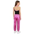 thumbnail image 2 of TSSOE Girls 2Pcs Dance Outfits Sleeveless Sheer Mesh Patchwork Leotard and Pants Set for Ice Skating Gymnastics Hot Pink 16, 2 of 5