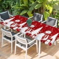 thumbnail image 2 of Red Christmas Table Cloths for 8 Foot Rectangle Tables, Snowman Gifts Xmas Tree Winter Snowflake Patio Waterproof Elastic Fitted Tablecloths, Washable Rectangular Table Cover for Camping, 2 of 8