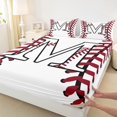 thumbnail image 3 of Homewish Boys Sport Baseball Full Size Sheets, Initial M Letter Bed Sheets, Chic Stripes Abstract Sheet Sets, Luxury Bedroom Decor, 4 Pieces, 3 of 7