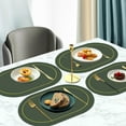 thumbnail image 4 of Vxdvou Solid Color Leather Dining Mat, Non-Slip Oval Table Mat for Home and Kitchen, Oil-Proof Insulation Placemat for Dining Table, Dual-Sided Use for Restaurants & Kitchen Décor, Yellow/Blue/Green, 4 of 8