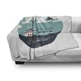 thumbnail image 3 of Cartoon Soft Flannel Fleece Throw Blanket, I Love the Sea Message with Boat Seagulls Shark and School of Fish Marine Theme, Cozy Plush for Indoor and Outdoor Use, 50" x 70", Multicolor, by Ambesonne, 3 of 6