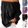 thumbnail image 2 of ShiShine Women's Off The Shoulder Tops Long Sleeve Flowy Elastic Solid Color Blouses Shirts Beach Tops, 2 of 6