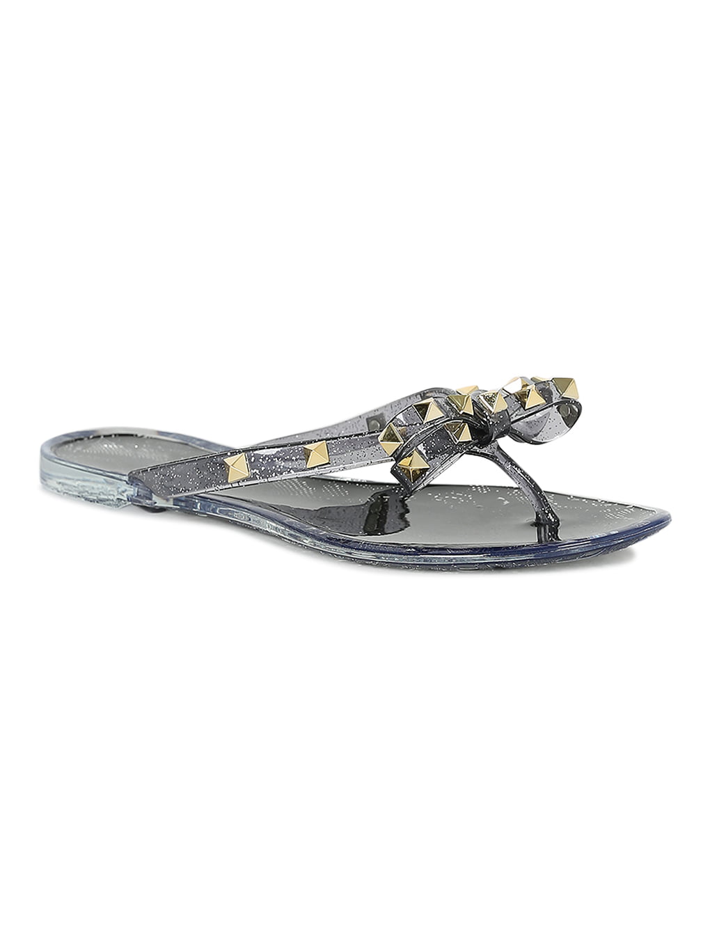 Details about   Jelly Flat Flip Flop thong Studded Bow Women sandals by Lia 