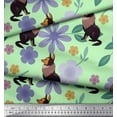 thumbnail image 3 of Soimoi Rayon Crepe Fabric Leaves,Floral & Wolf Cartoon Decor Fabric Printed Yard 46 Inch Wide, 3 of 3