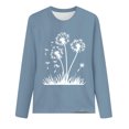 thumbnail image 4 of hxobax Cute Tee Women Fall Tops Dandelion Floral Basic Tshirts Crewneck Long Sleeve Shirts Tunic Top, 4 of 5