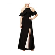 Speechless Womens Ruffled Off-The-Shoulder Gown Dress black 1