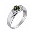 thumbnail image 3 of Rylos  Sterling Silver Classic 6X4MM Oval Green Sapphire & Diamond Ring - Birthstone Jewelry for Men -Size 10, 3 of 6