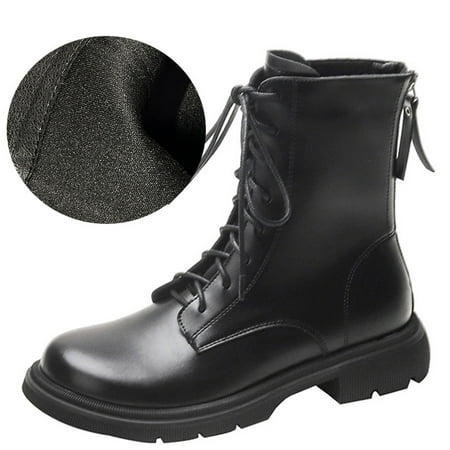 

Tuphregyow Vintage Leather Wedge Boots for Women Hidden High Heel Zipper Calf Boots with Western Flat Design Black 37