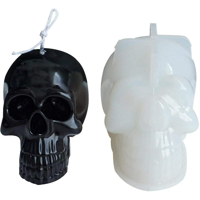 DIY candle mold, 3D skull silicone mold handicraft candle making mold, Halloween party accessories candy mold, silicone