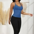 thumbnail image 2 of Women's Deep V-Neck Tank Top with Slim Fit and Adjustable Strap Detail - Medium, Blue, 2 of 7