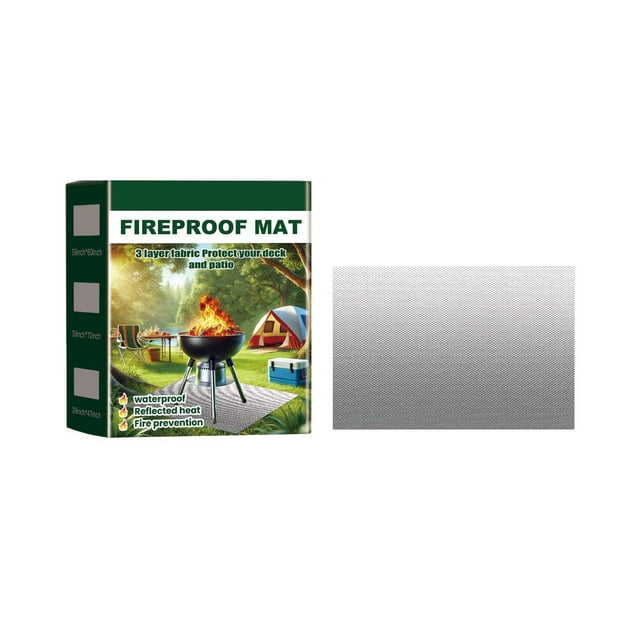 Qaailabf Tapis Ignifuge Portatif pour BBQ / Ignifuge et Résistant aux Taches / Tapis Protecteur Extérieur Absorbant l'Usure / Léger et Durable / Garde le Sol Propre / Facile à Transporter / 1 Paquet