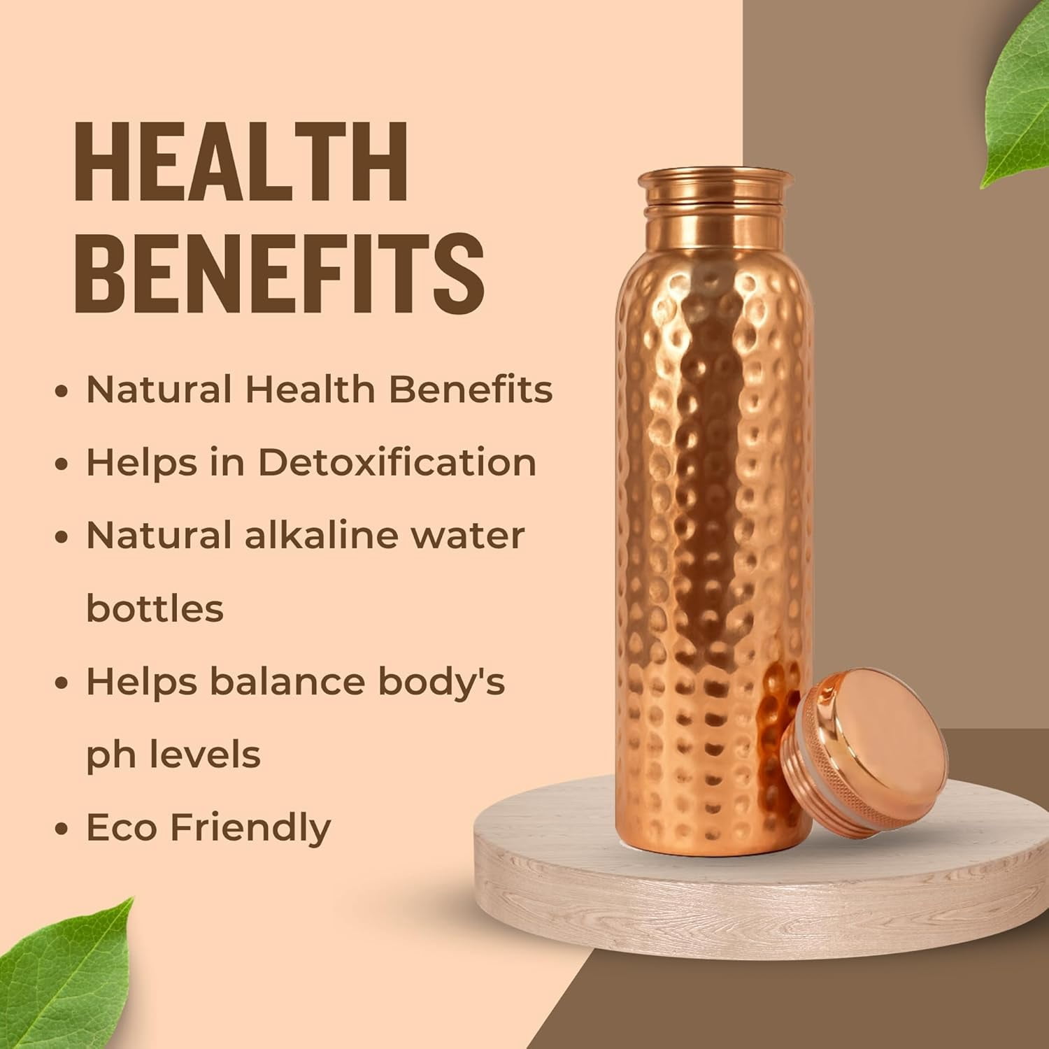 Pure Copper Diamond Water Bottle with Lid 900 ML