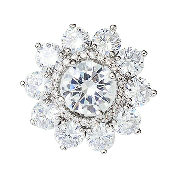 Crystal Flower Brooch Women Shirt Lapel Pins Buckle Buttons Metal Tie