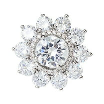 Crystal Flower Brooch Women Shirt Lapel Pins Buckle Buttons Metal Tie