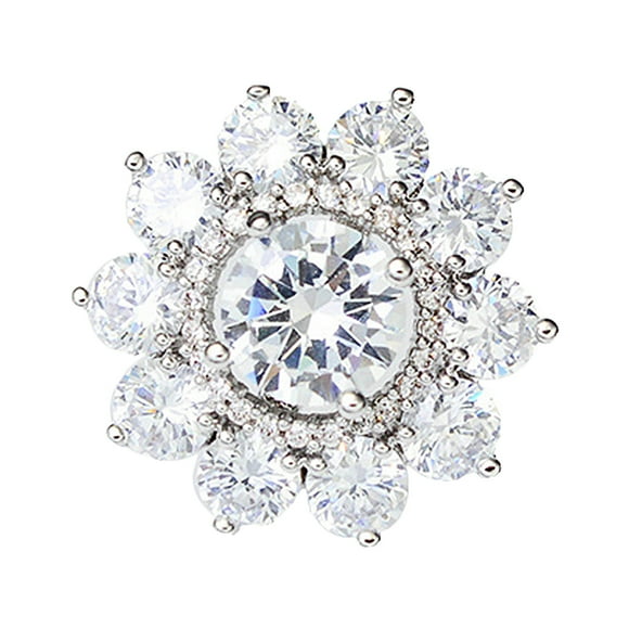 Broche Zulema Pin de solapa de flor de cristal Circonita Cúbica