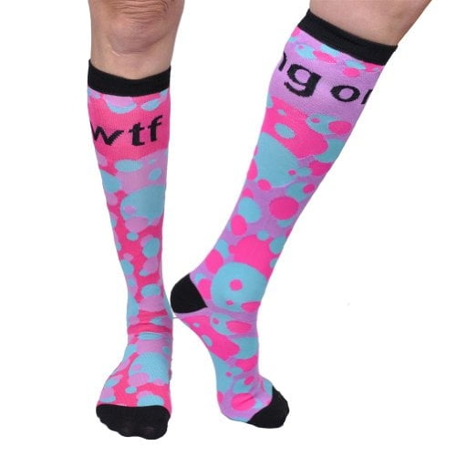 Spencers Mix And Match Texting LOL WTF OMG FML Winky Face Knee High Socks 2 Pair